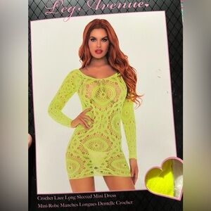 Neon Lace Long Sleeve Dress